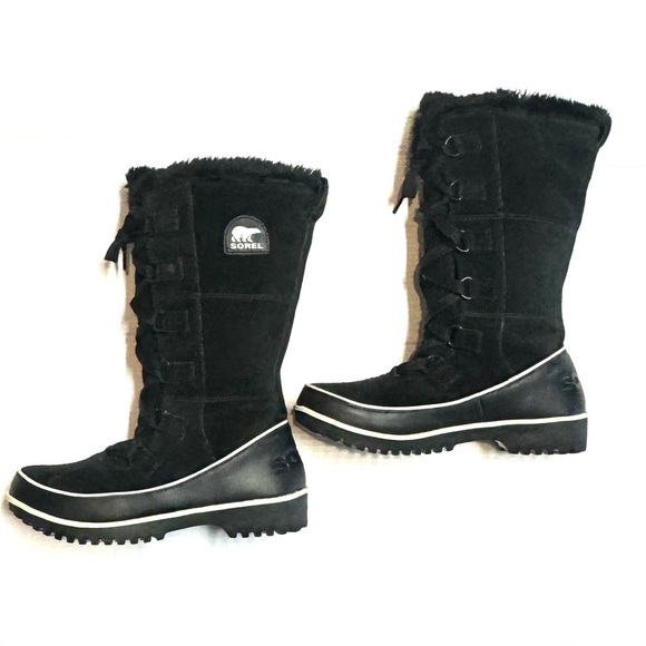 Sorel Tivoli High Il Snow Boots Waterproof Suede Leather Black Size 8 - Picture 5 of 11